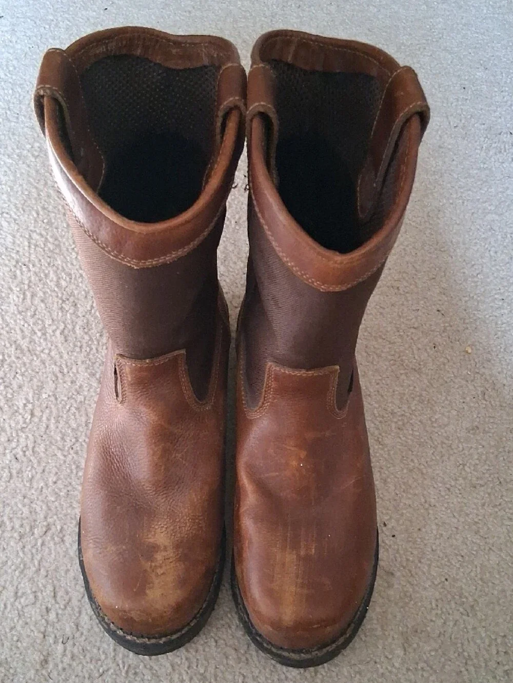 Men's Brown Work Boots - Durable Pull-On Style